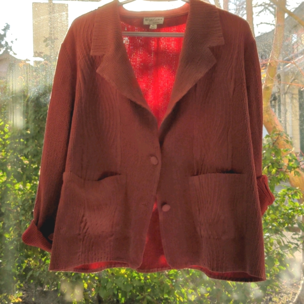 Vintage Peach Crinkle Sweater
